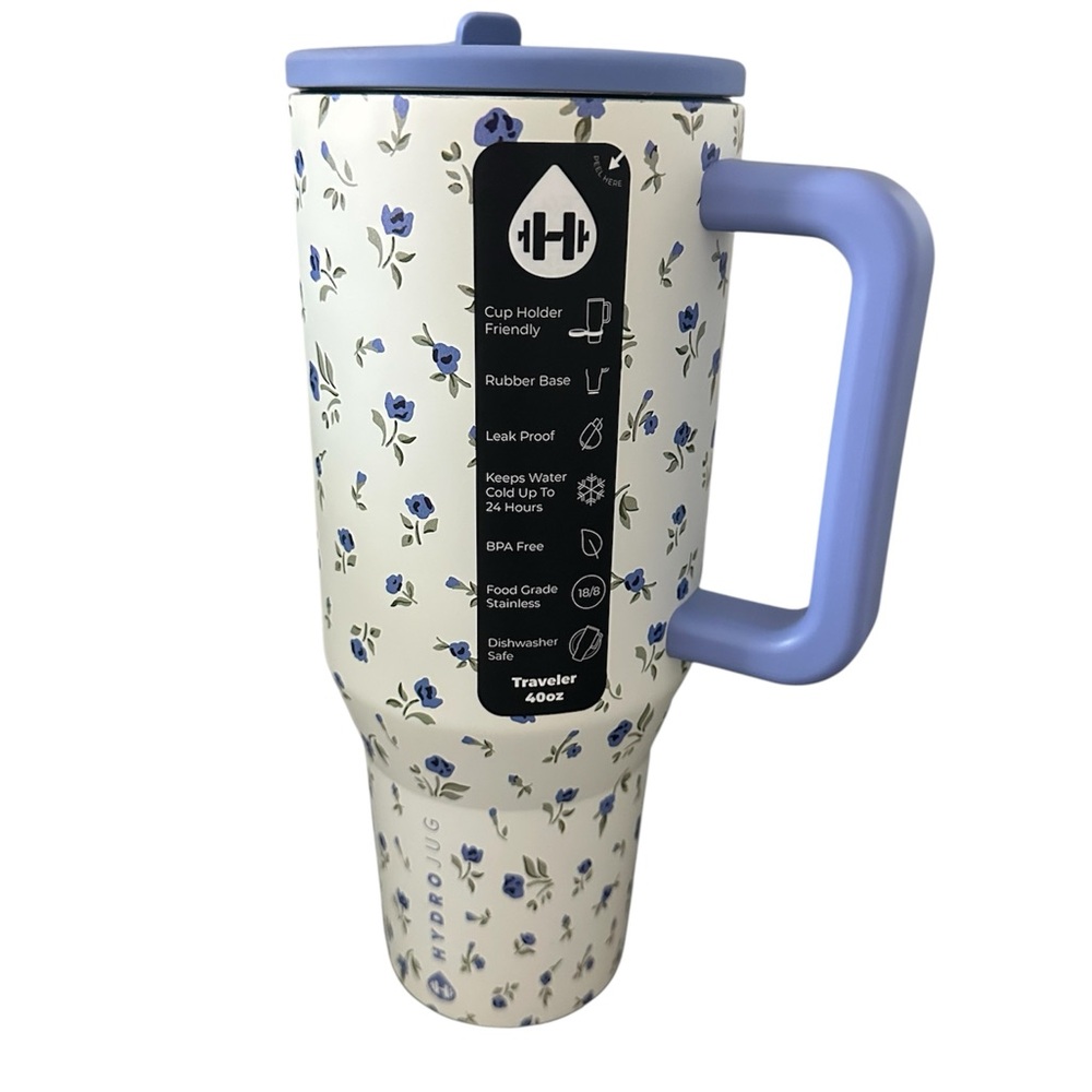 HydroJug Indigo Blossom Print 40oz Traveler Tumbler NWT - Picture 3 of 6
